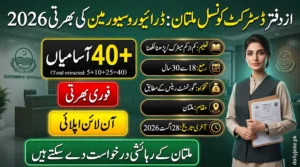 District Council Multan Jobs 2026 with 40+ vacancies, driver and supervisor posts, eligibility details, and online application information.