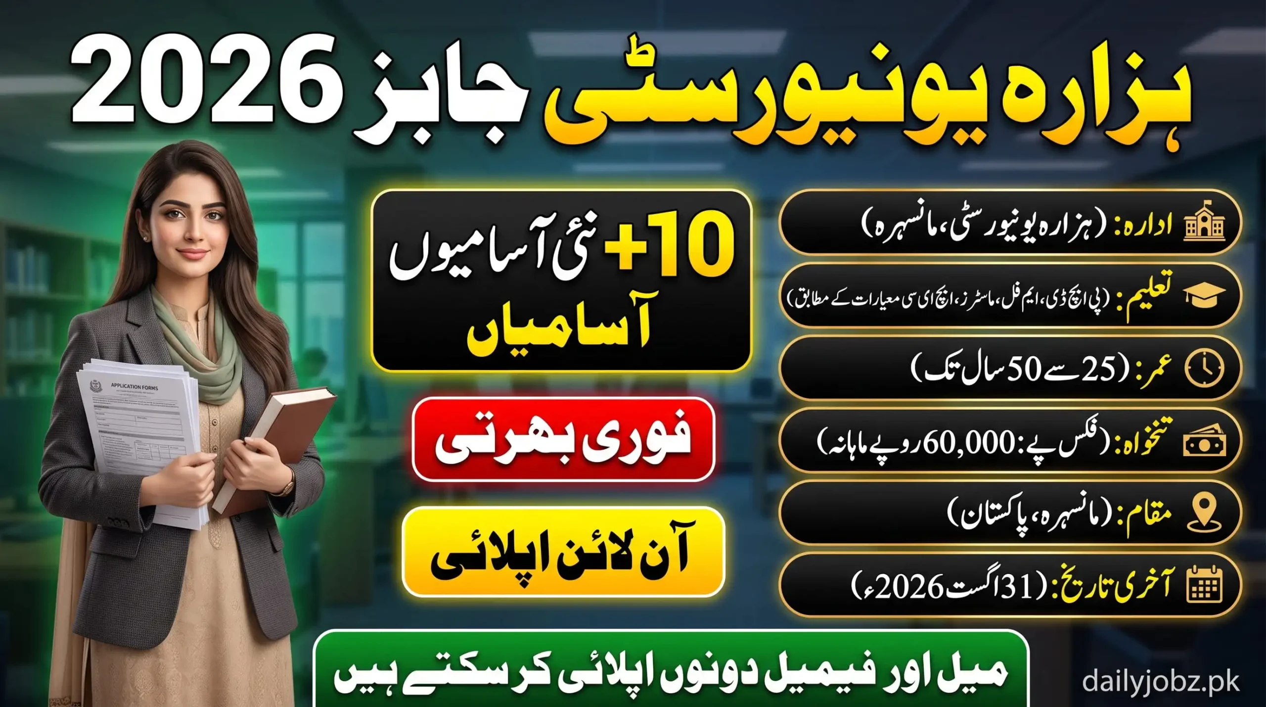 Hazara University Mansehra Jobs 2026 – Latest University Vacancies and Online Apply Information