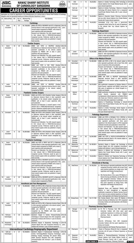 "NSIC Sargodha Jobs 2026 official advertisement listing consultant, nursing and technician vacancies"