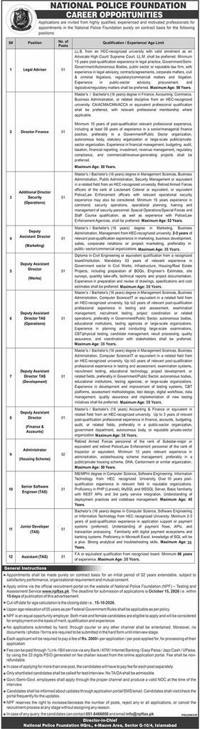 National Police Foundation Jobs 2026 – Career Opportunities, Vacancies, Qualifications and Application Details