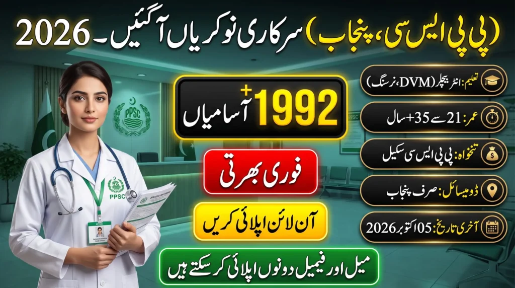 PPSC Jobs 2026 - Punjab Public Service Commission announces 1992+ vacancies for DVM, Nursing and other posts with online apply details