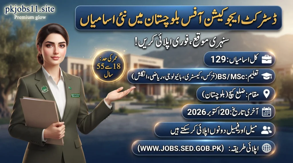 SED Subject Specialist Jobs 2026 advertisement for BPS-17 teaching vacancies in School Education Department Balochistan with online application details